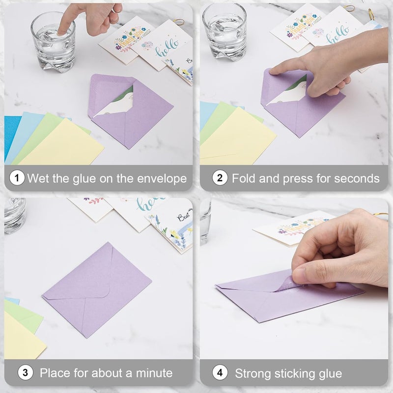 Keketer 100 Pack 4 x 2.75" Colorful Mini Envelopes 120GSM Gift Card 10 Color Envelopes Bulk Small Paper Gift Card Sleeves Greeting Card Business Card Tiny Envelope Pockets for Card & Invitation - Image 3